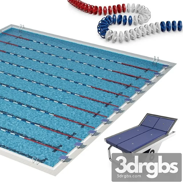 Olympic-size competition swimming pool 3D Model Free