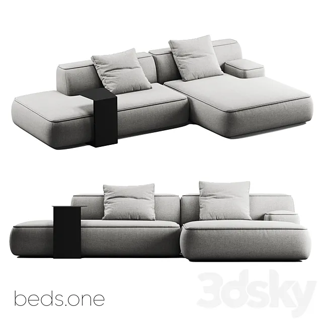 OM beds.one - aima modular sofa with Teva table(2) 3D Model