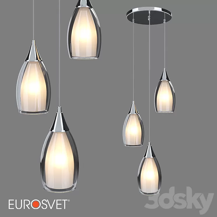 OM Pendant lamp with glass shades Eurosvet 50085/3 black pearl Cosmic 3D Model
