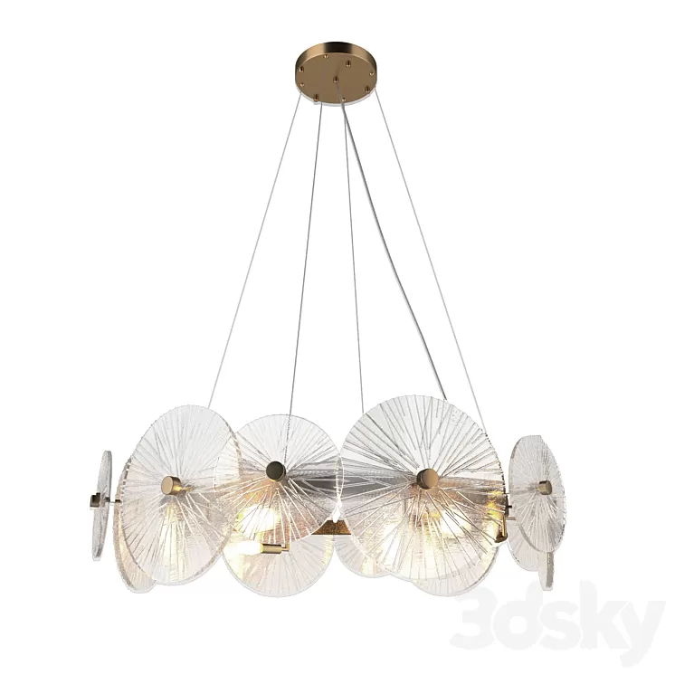 OM Suspended chandelier Indigo Miele 12021/7P Brass 3D Model