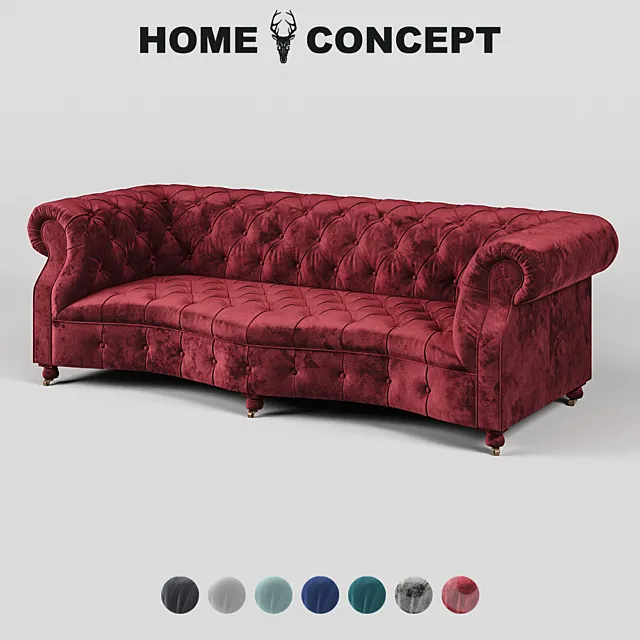 OM Triple sofa Serpentine Bensington corduroy; Serpentine Siren 3 Seater Velvet. 3D Model
