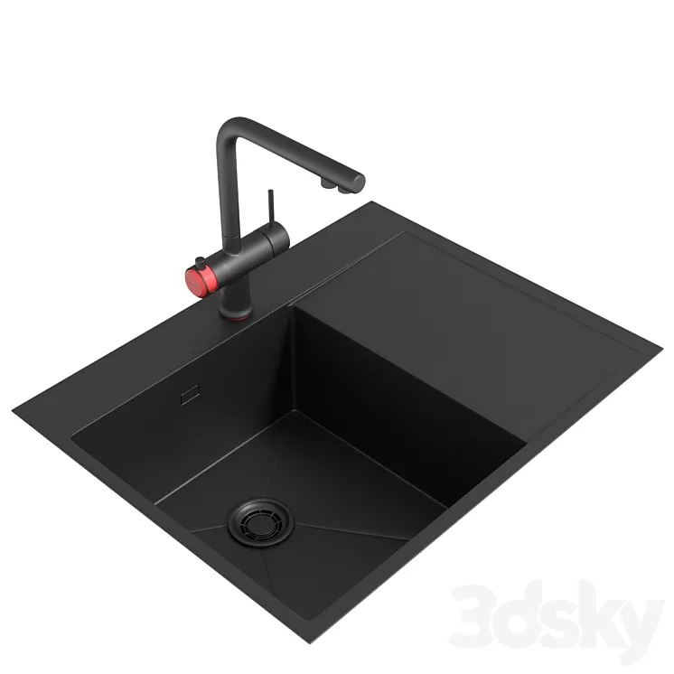 Omoikiri hotaru-r mixer and Omoikiri Akisame 65-GM-L sink 3D Model