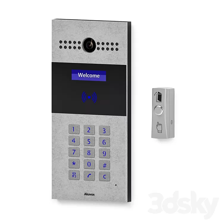 On-door speakerphone Akuvox R27 and exit button Slinex DR-02 3D Model