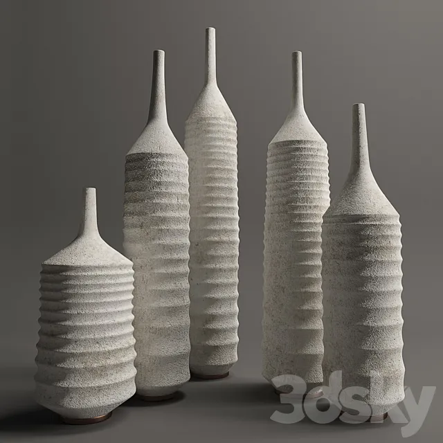 ?oncrete decor vases set 3DModel