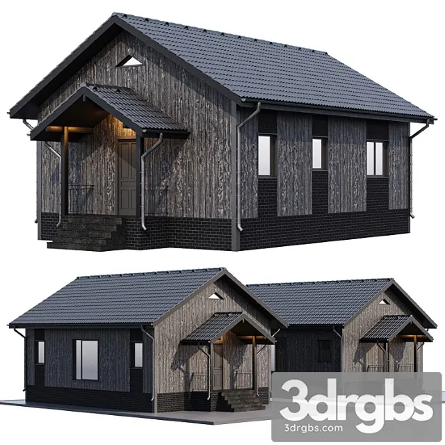 One-story wooden house 3D Model Free