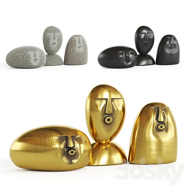Oof stones _ Figurines in the shape of faces 3DModel
