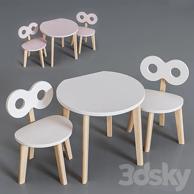 Ooh-Noo Childrens table and high chair 3D Model