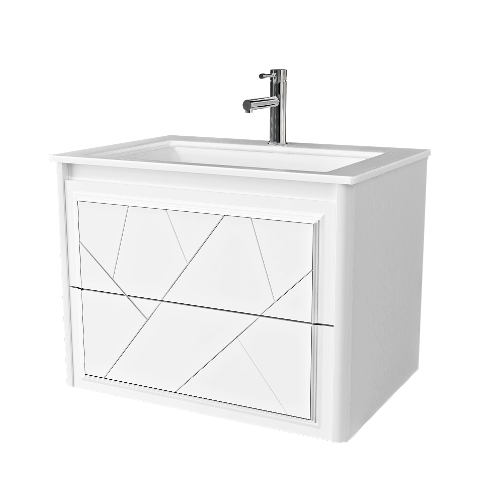 Opadiris - Cabinet with sink Luigi 70 cm white matte 3D Model