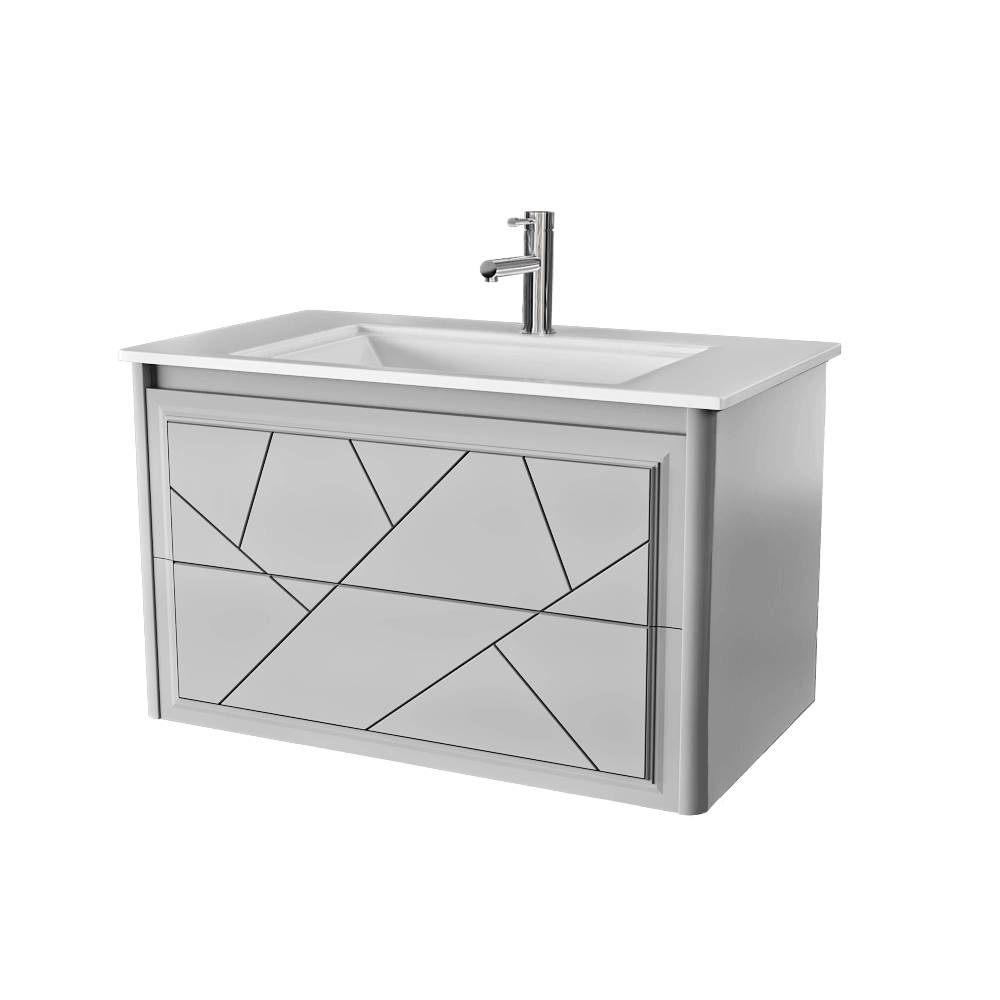 Opadiris - Cabinet with sink Luigi 90 cm gray matte 3D Model