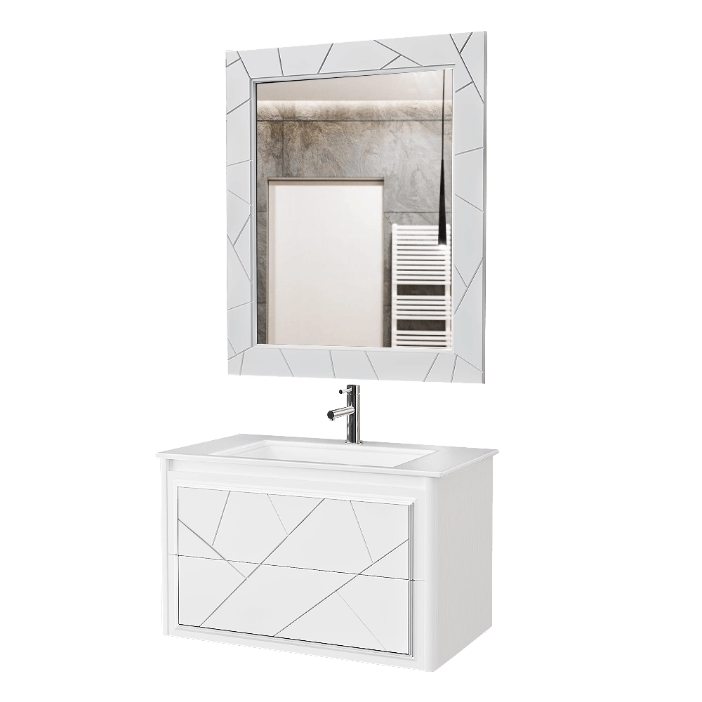 Opadiris - Washbasin cabinet Luigi 90 cm matt white 3D Model
