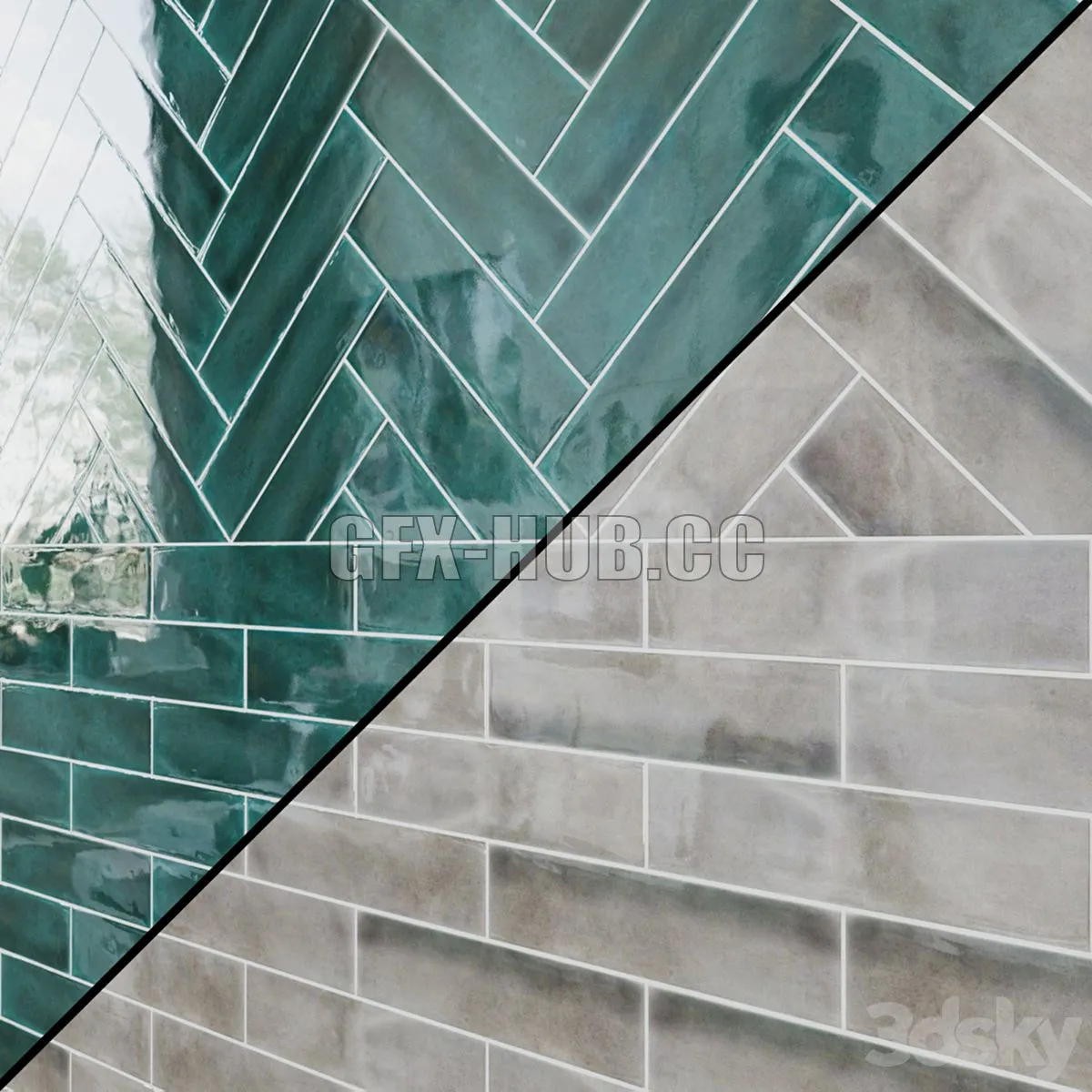 Opal Collection Rustic Style Ceramic Tiles 3D Model