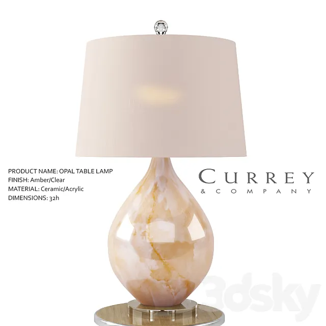 Opal Table Lamp - Currey & Company 3D Model