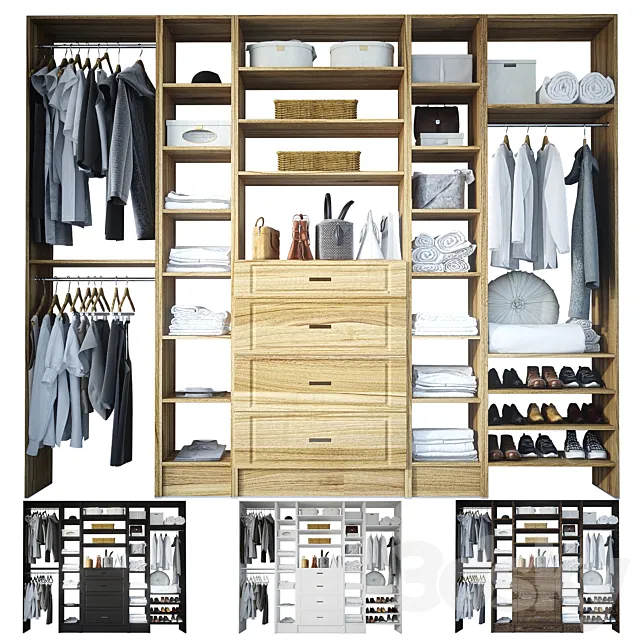 Open wardrobe with filling 3D Model