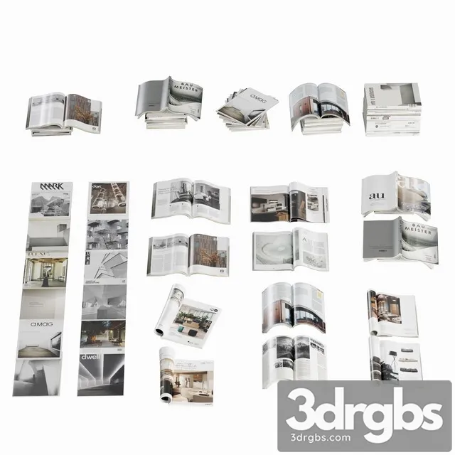 Opened Magazines Stack Set 3D Model Free