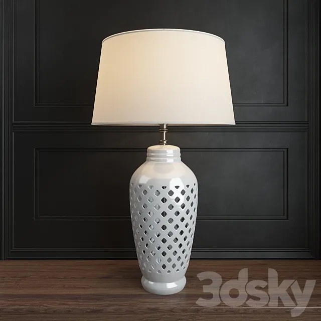 Openwork Ceramic Table Lamp. White 3DModel