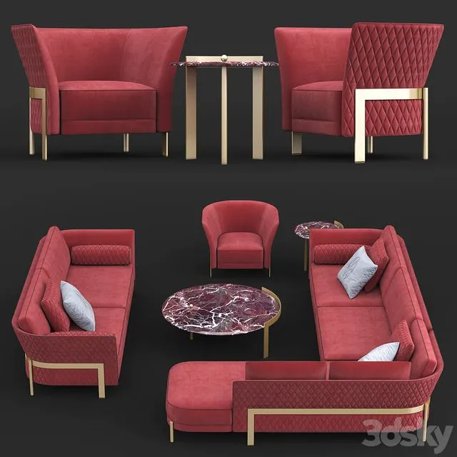 Opera Contemporary Cosmo sofa and armchair 3D Model