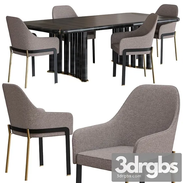 Opera contemporary oliver table and stacy armchair dining set 2 3D Model Free
