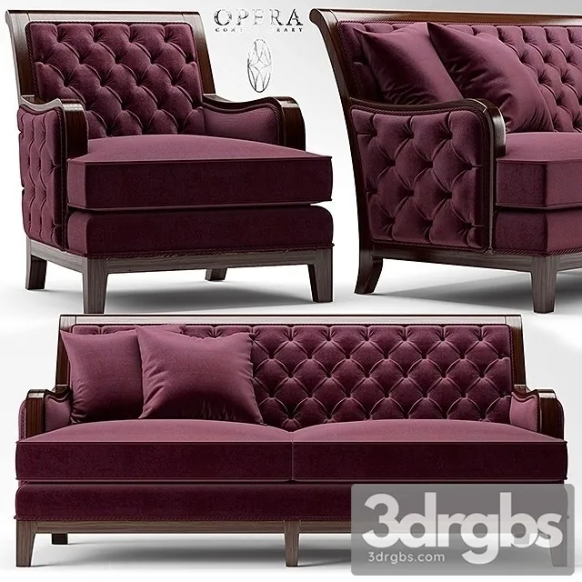 Opera Sebastian Classic Set Sofa Armchair 3D Model Free
