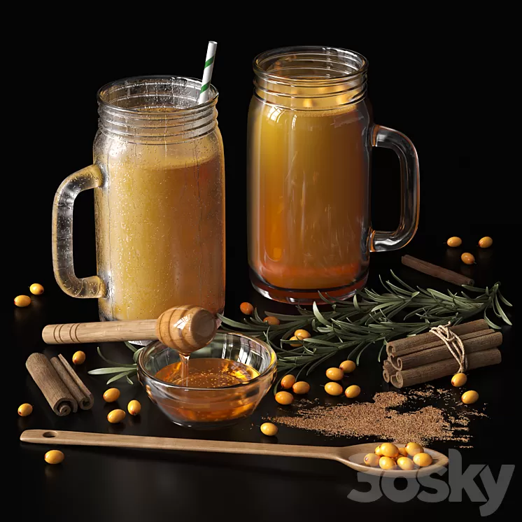 orange juice set 3D Model Free