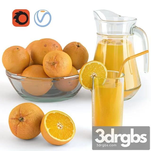 Oranges and orange juice 3D Model Free