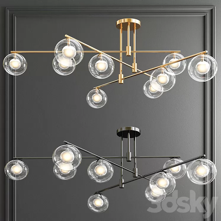 Orb Glass Shade Chandelier 3D Model