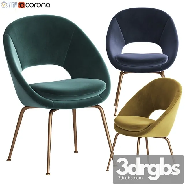 Orb velvet dining chair westelm 2 3D Model Free