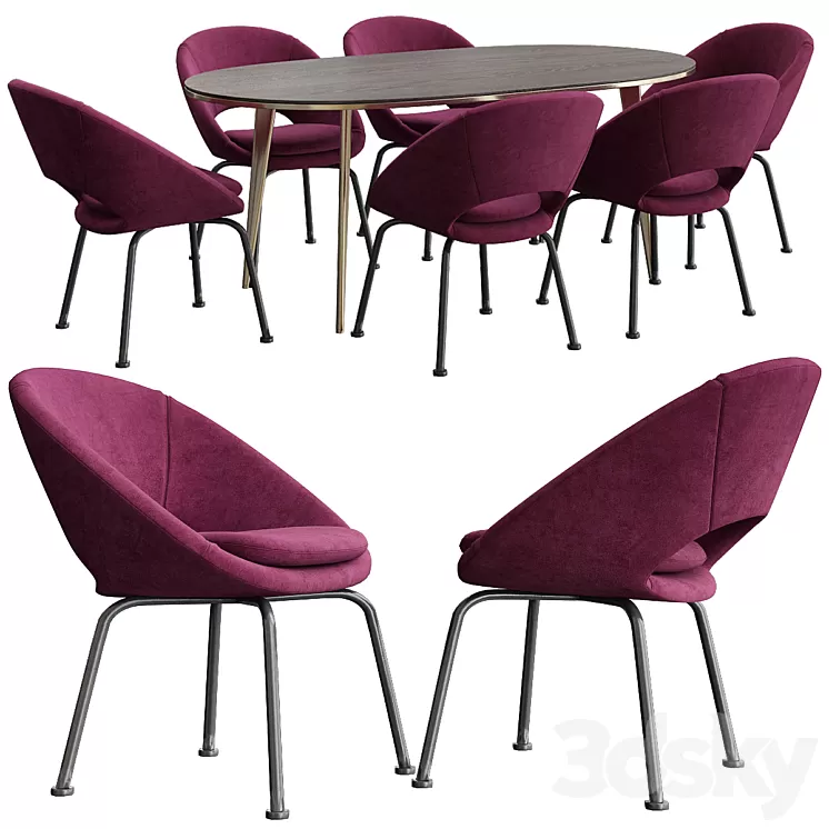 Orb Velvet Dining Chair Westelm 3D Model