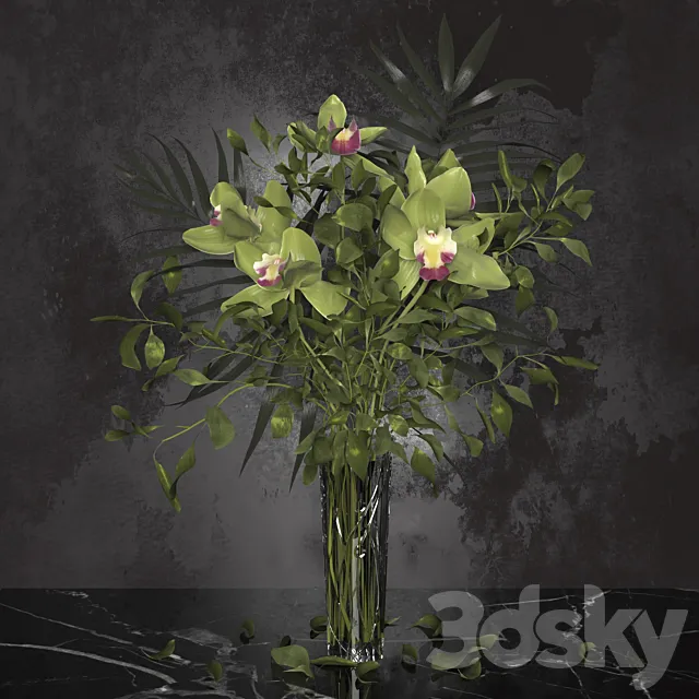 Orchid bouquet + Bohemia Labyrinth Vase 3DModel