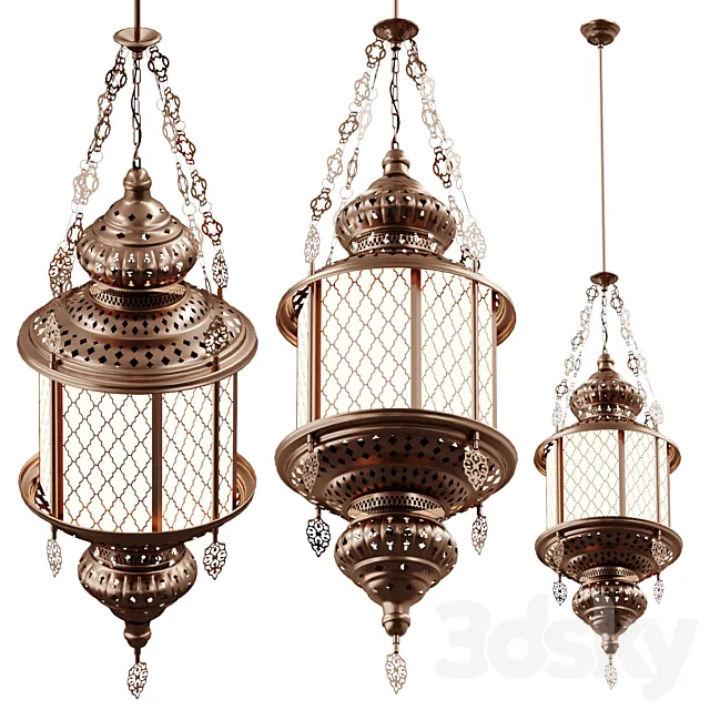 Oriental pendant lamp v2 3D Model