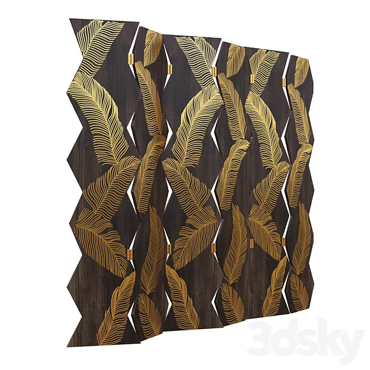 Oriental screen with fern leaves 3D Model