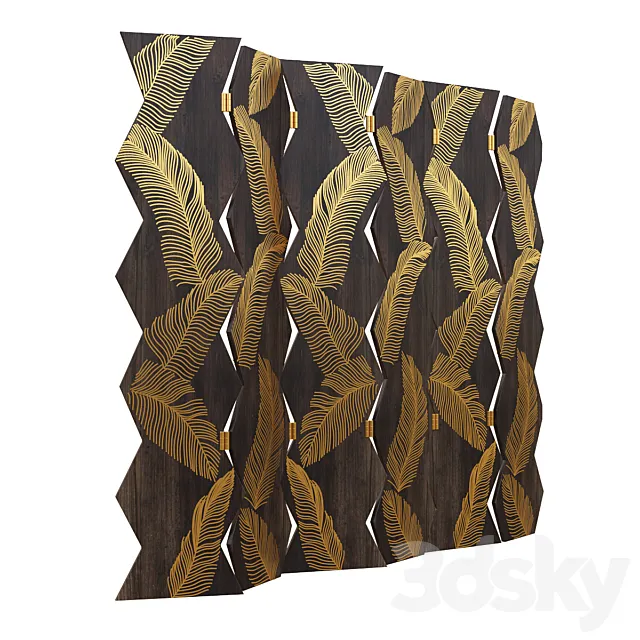 Oriental screen with fern leaves 3DModel