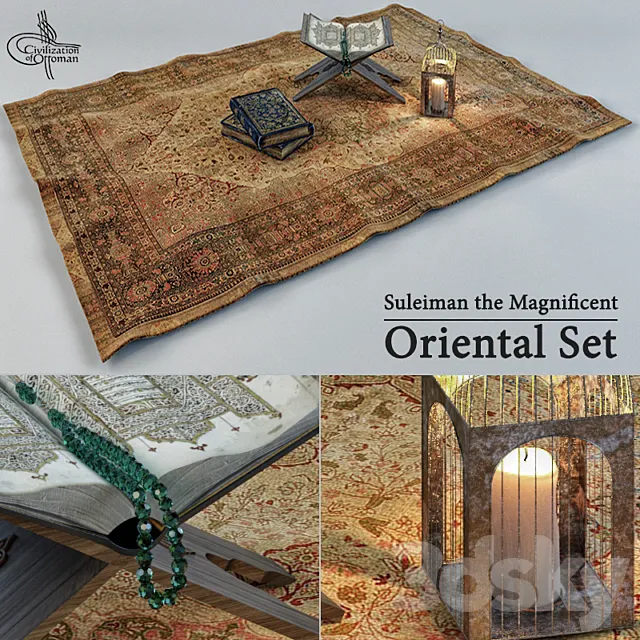 Oriental Series Rug and Items 3D Model