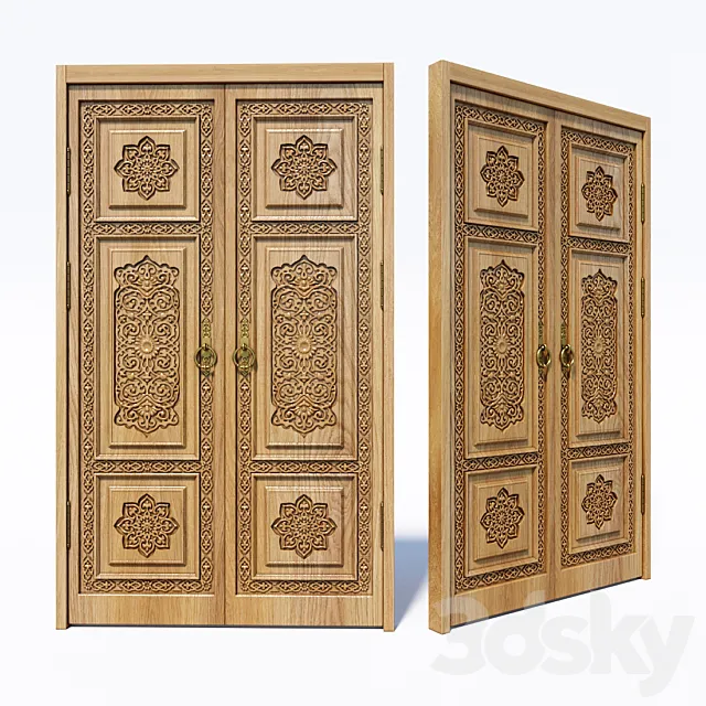 Oriental style door 3D Model