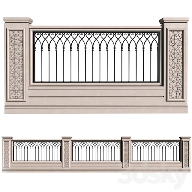 Oriental style fence with wrought iron railing. Fence in oriental style Free Download