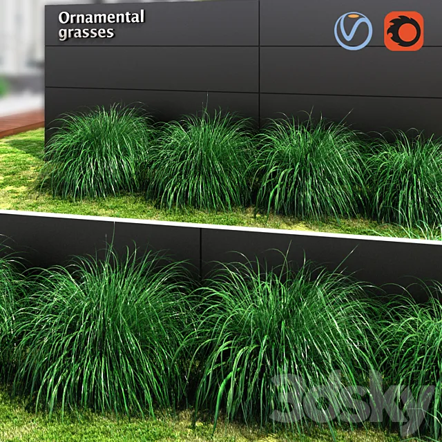 Ornamental grass ball 3D Model