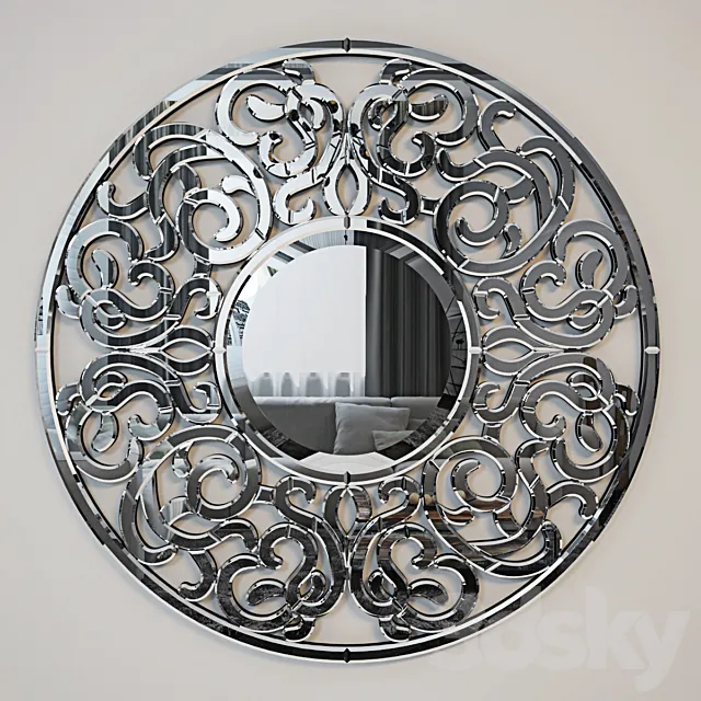 Ornate Round Mirror 3D Model