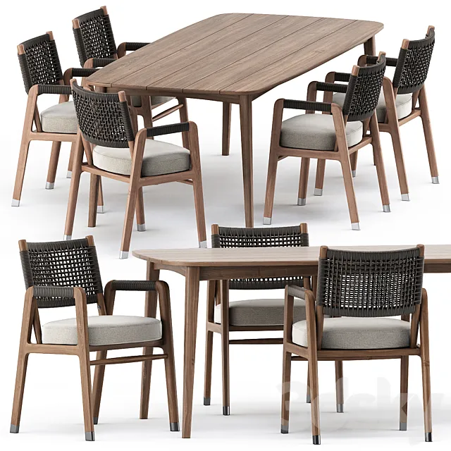 ORTIGIA CHAIR by flexform and GRASSHOPPER TABLE by KARPENTER 3D Model