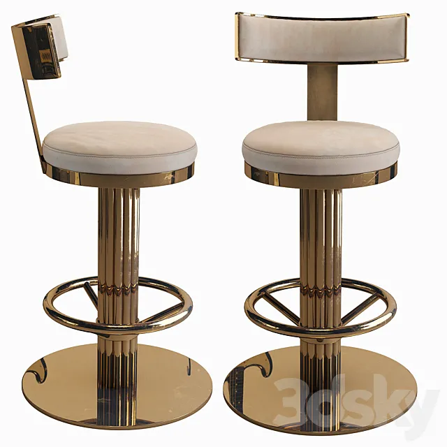 Oscar Swivel Gold Counter Chair 3DModel