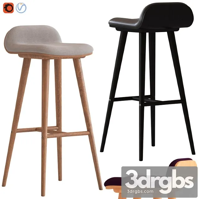 Oslo home venice and black capa barstools 2 3D Model Free