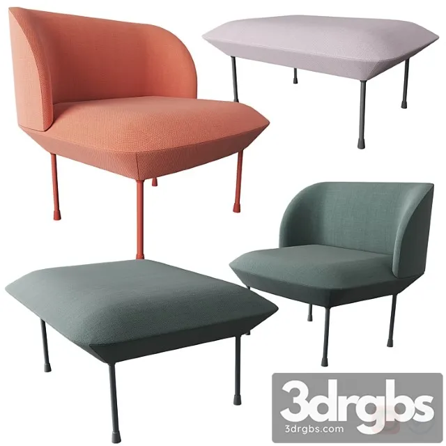 Oslo lounge chair & pouf by muuto 3D Model Free