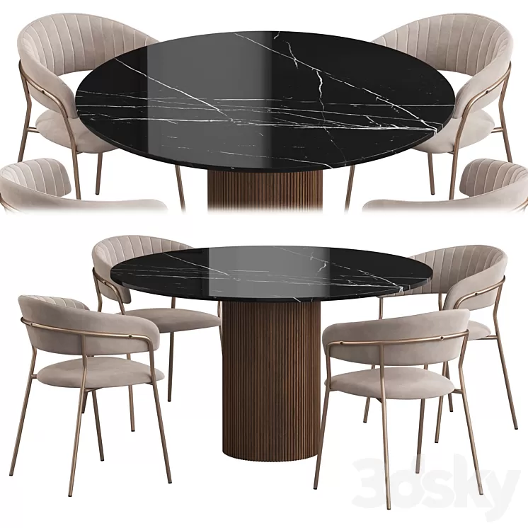 Ostinato table Turin chair Dining set 3D Model Free