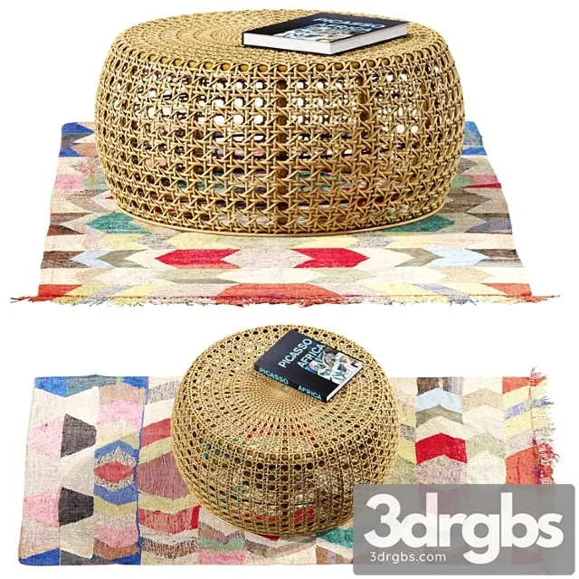 Other African ottoman and carpet 3D Model Free