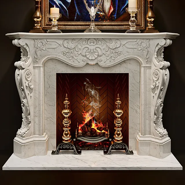 other-models - Antique Rococo Fireplace 3D Model