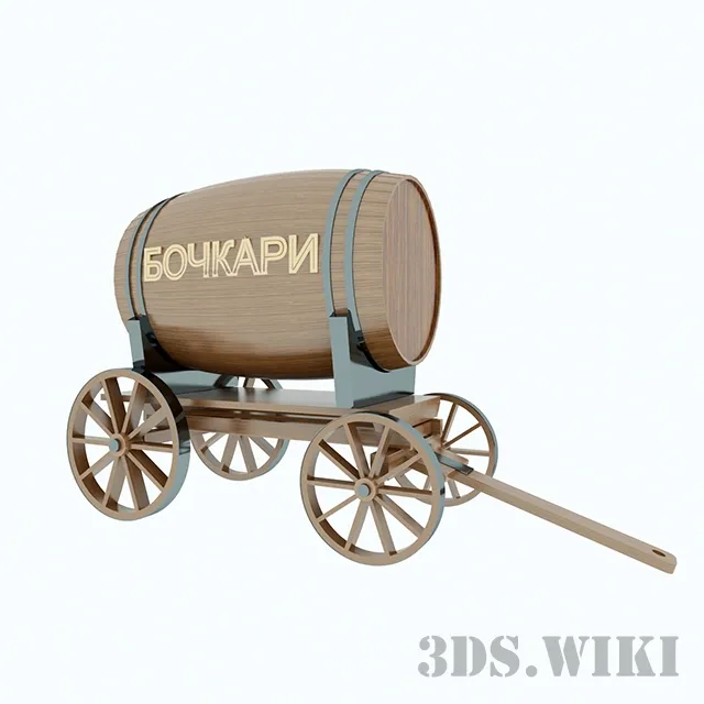 other-models - Barrel on a cart 3D Model