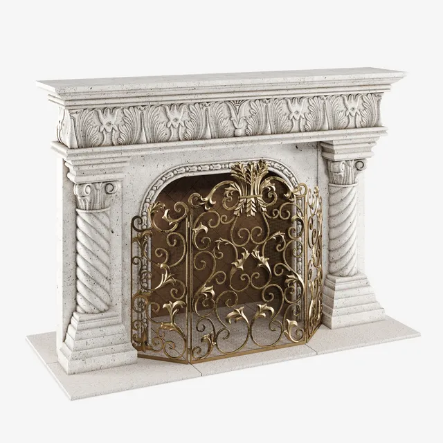 other-models - Caesar Mantel & Acanthus Fireplace Screen 3D Model