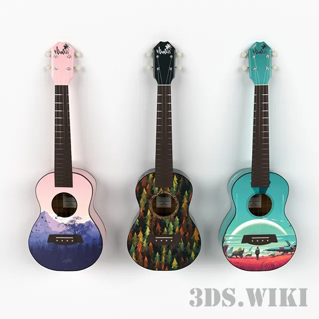 other-models - Decorative Ukulele set 3D Model