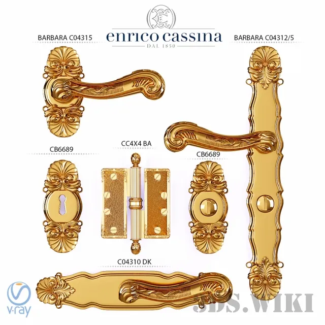 other-models - Door handle Enrico Cassina BARBARA 3D Model