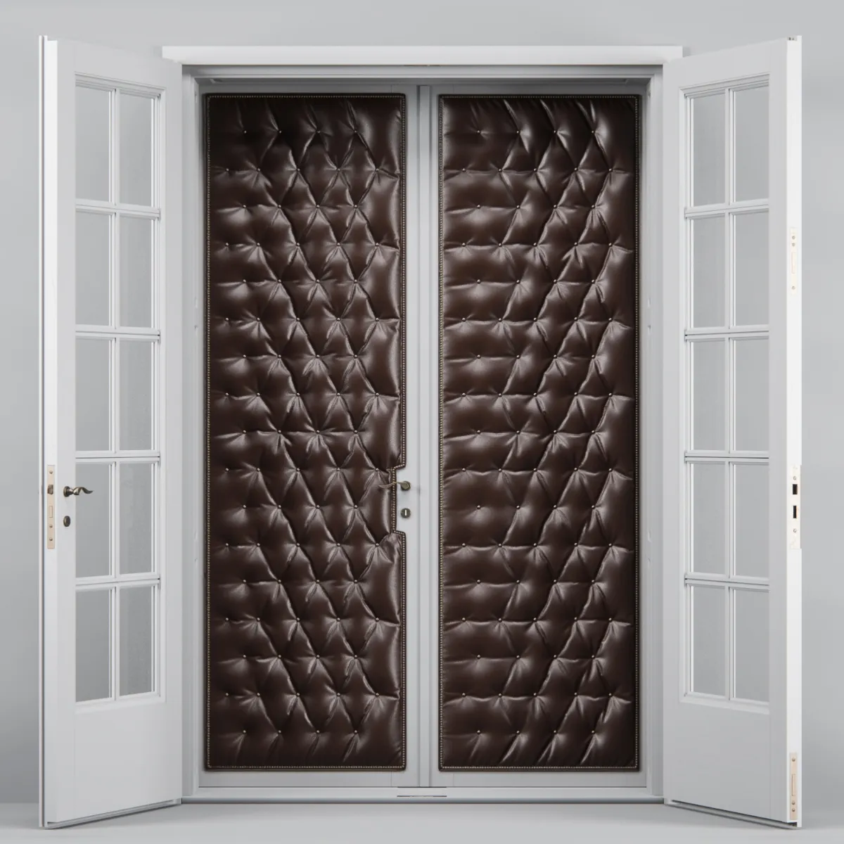 other-models - Double leather tufted glass doors 3D Model