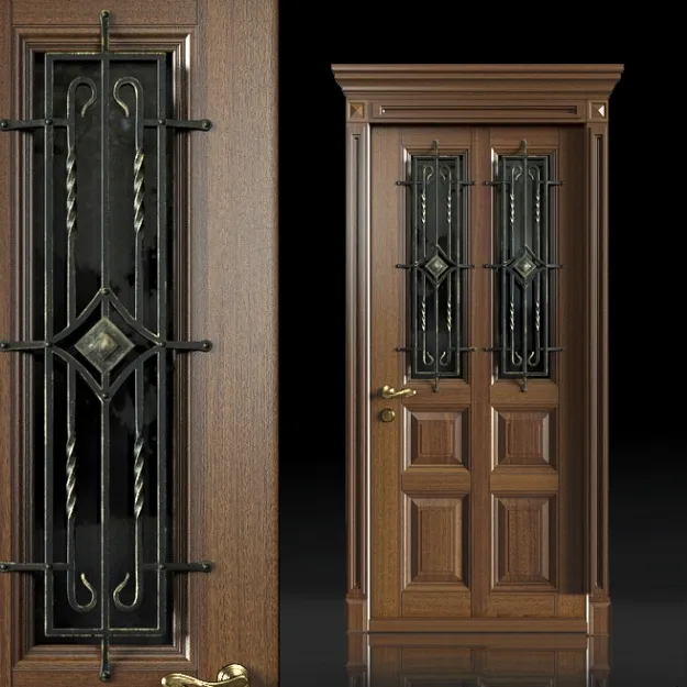 other-models - Entrance door with wrought-iron grille 2 3D Model