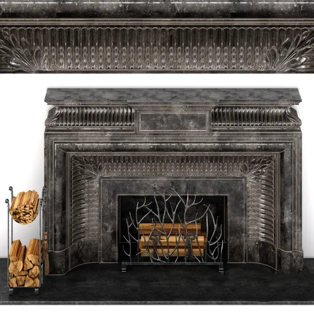other-models - Fireplace with tools 3D Model